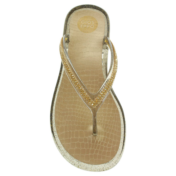 detail Dámské plážové pantofle Gioseppo Porter zlatá-černá
