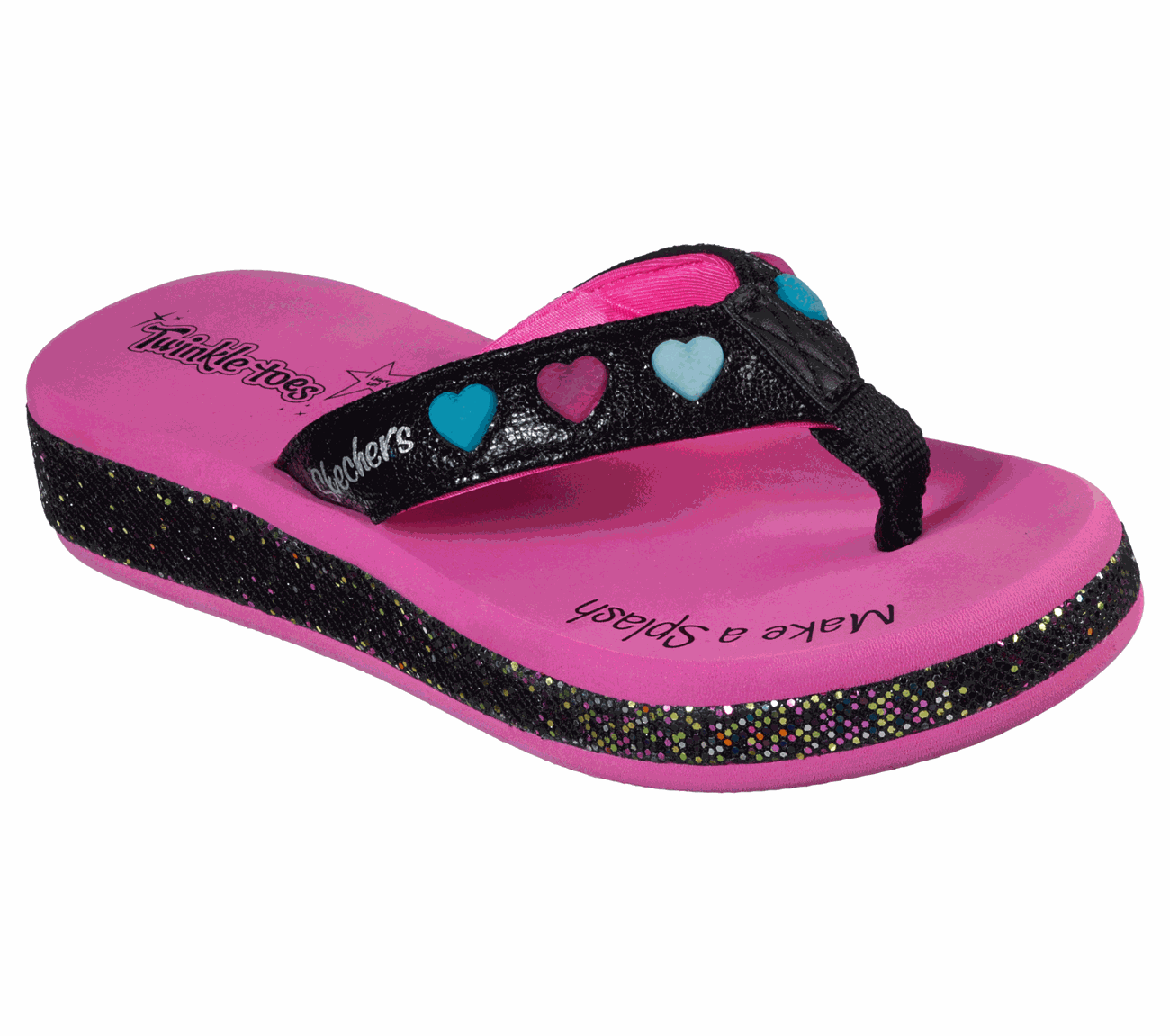 detail Skechers S Lights-Sunshines-Heart Steps black-hot pink