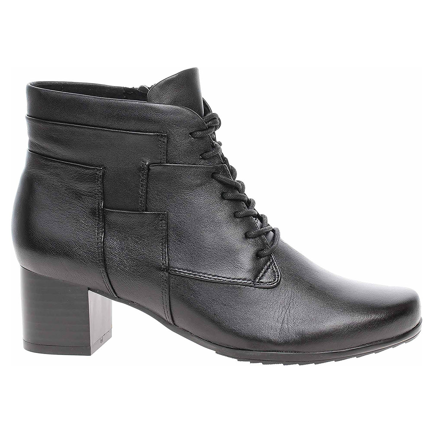 9/9-25120/33 040 black soft nap lepené dámské kotníkové, H šíře, zip+šněrování CAPRICE