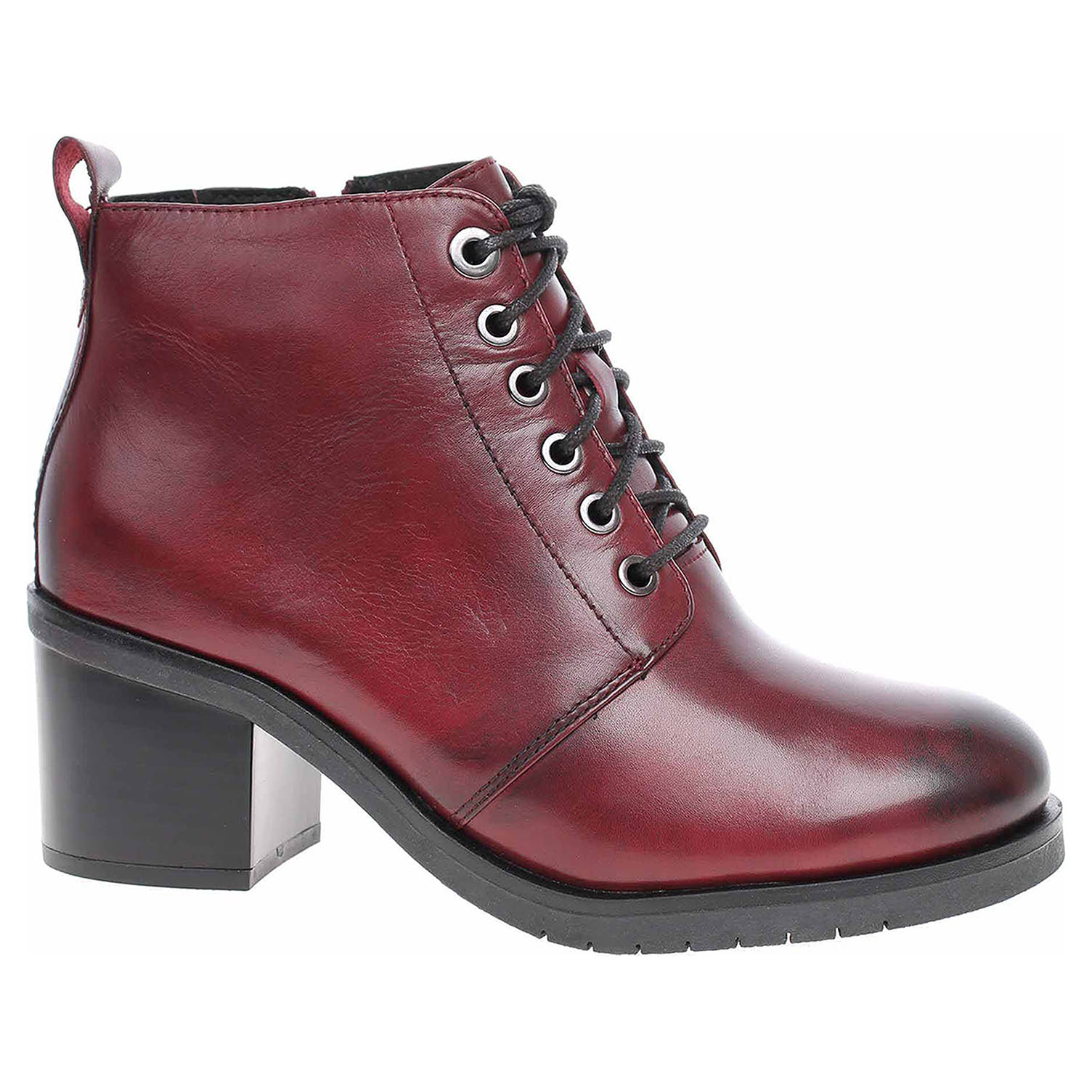 9/9-26104/23 540 bordeaux nappa lepené dámské kotníkové, Blue Grip, zip+šněrován CAPRICE
