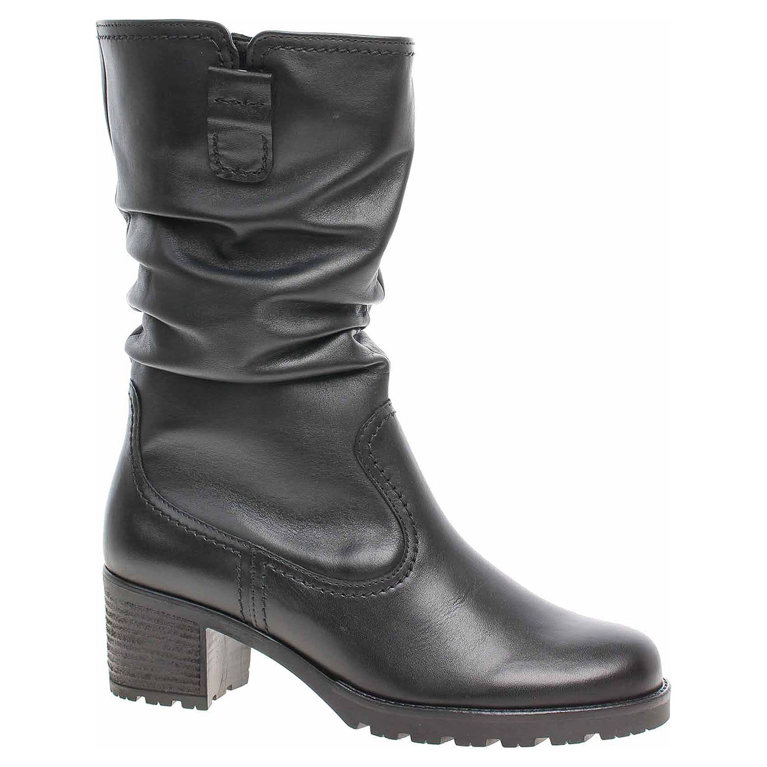 92.802.92 schwarz lepené dámské kozačky, zip, podpatek