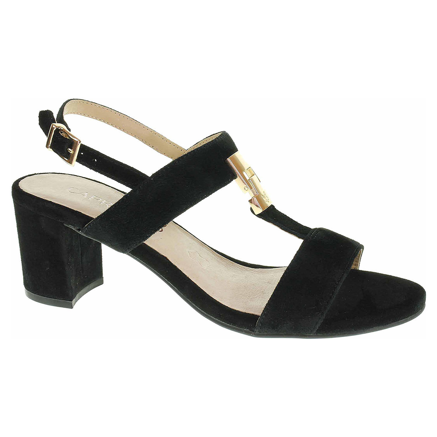 9/9-28303/22 004 black suede módní dámské sandály, semišové CAPRICE
