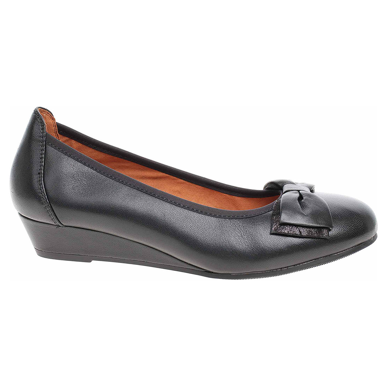 9/9-22309/23 019 black comb lepené dámské lodičky, mašle, klínek CAPRICE