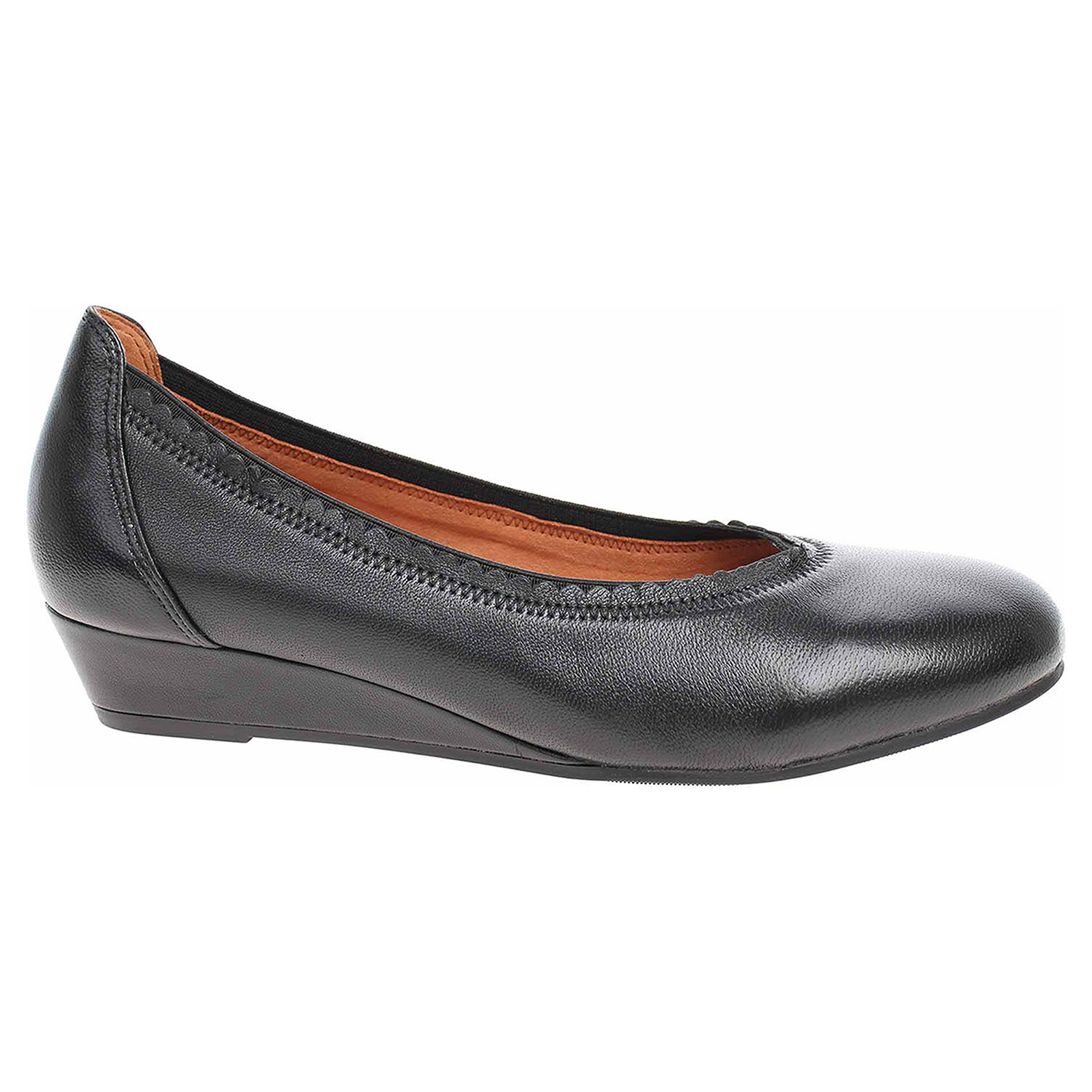 9/9-22310/23 022 black nappa lepené dámské lodičky, klínek CAPRICE