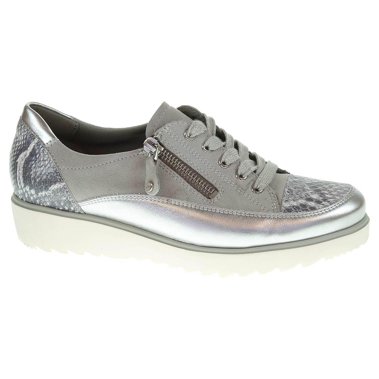 31544-07 silb/grey/chia lepené dámské polobotky, klínek