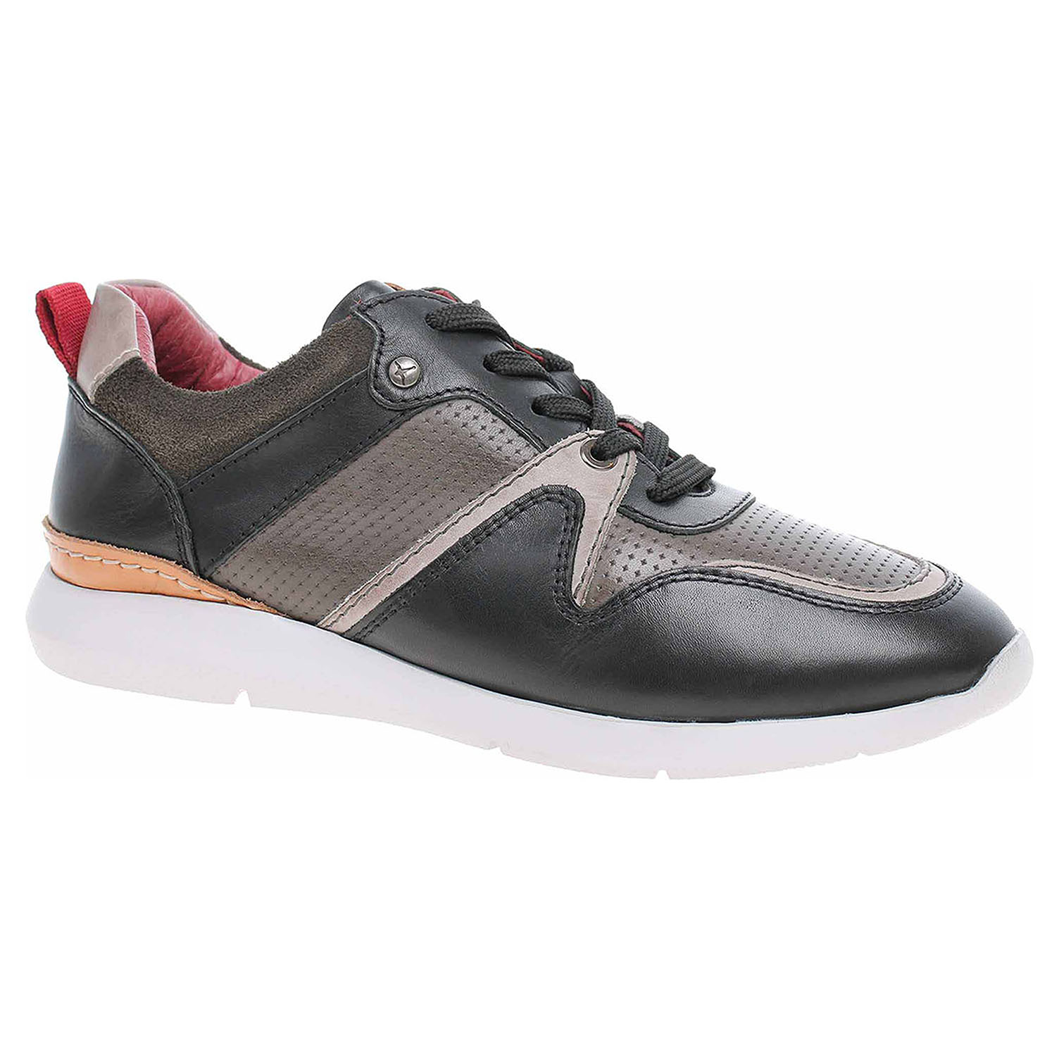 W0R-6765C1 black lepené dámské polobotky, klínek Pikolinos