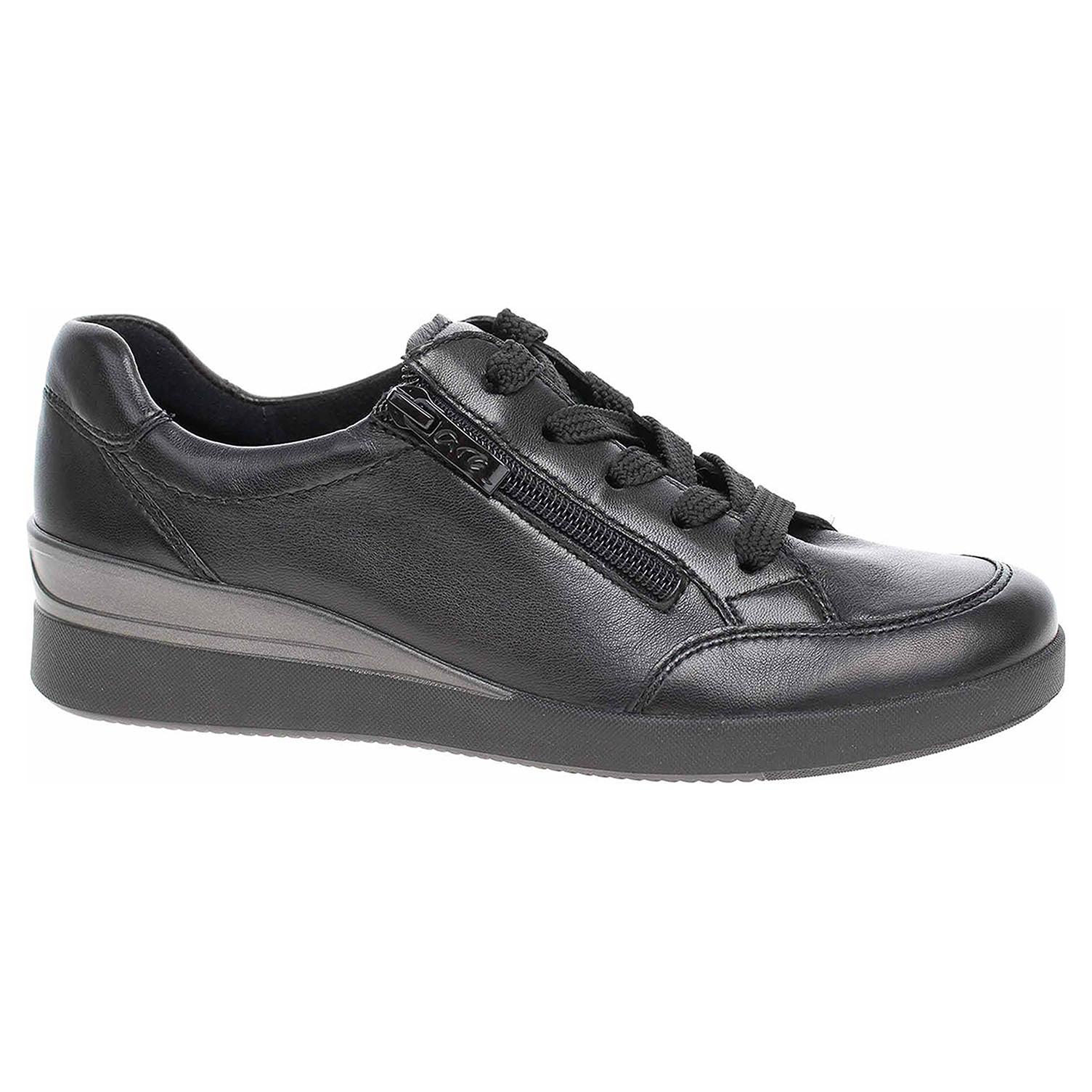 12-43311-75 schwarz lepené dámské polobotky, klínek, zip+šněrování