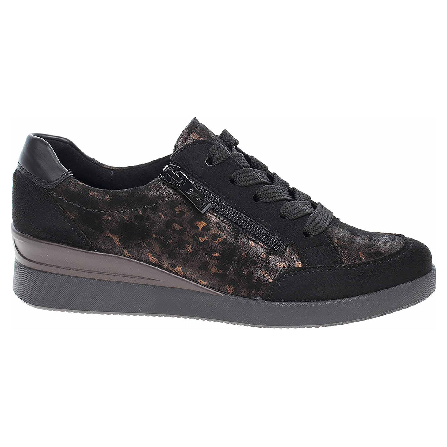 12-43311-71 schwarz lepené dámské polobotky, klínek, zip+šněrování