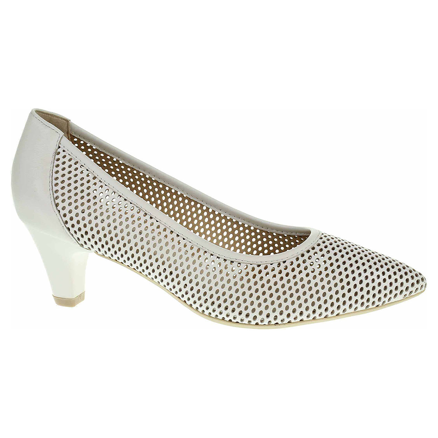 9/9-22510/22 102 white nappa lepené dámské lodičky, perforované CAPRICE