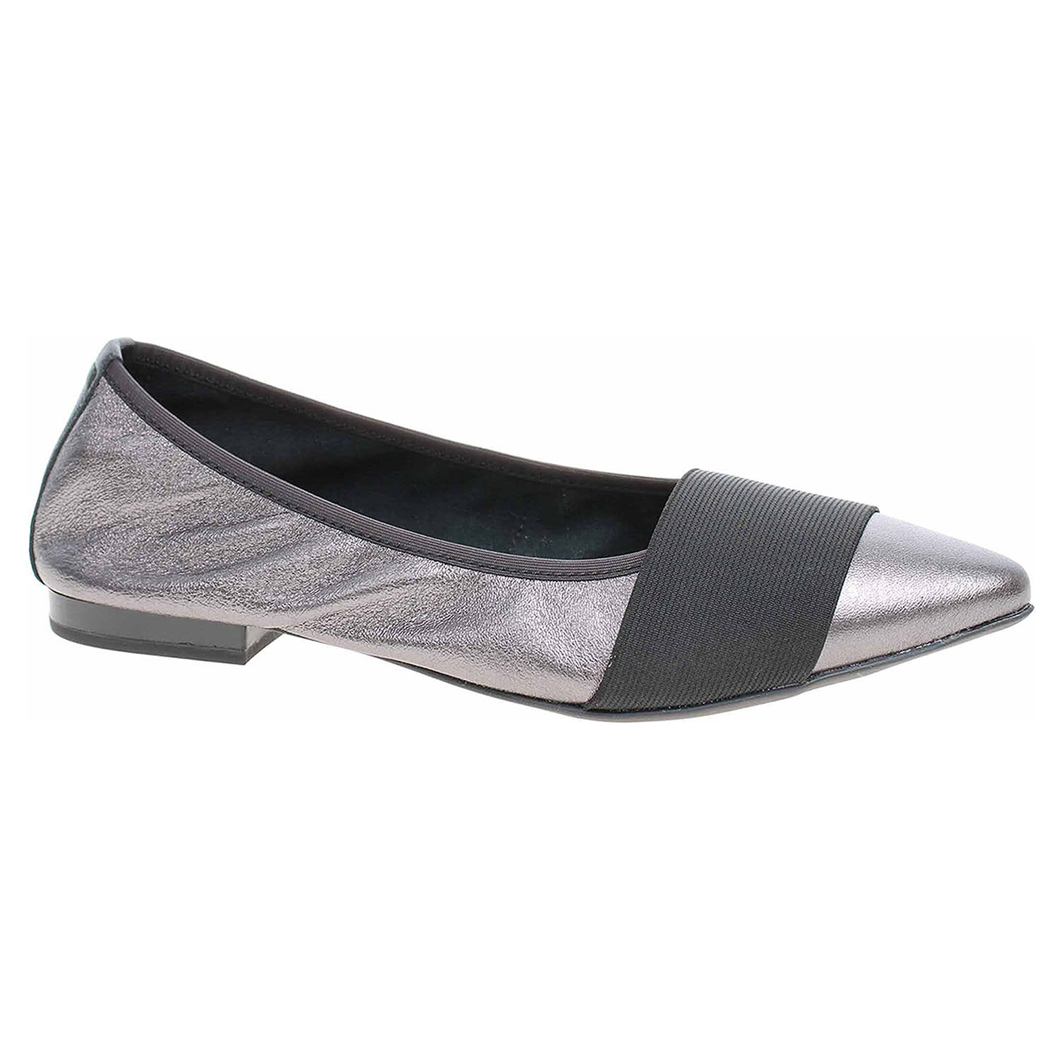 9/9-24216/22 976 gunmetal met. lepené dámské baleriny, špička CAPRICE