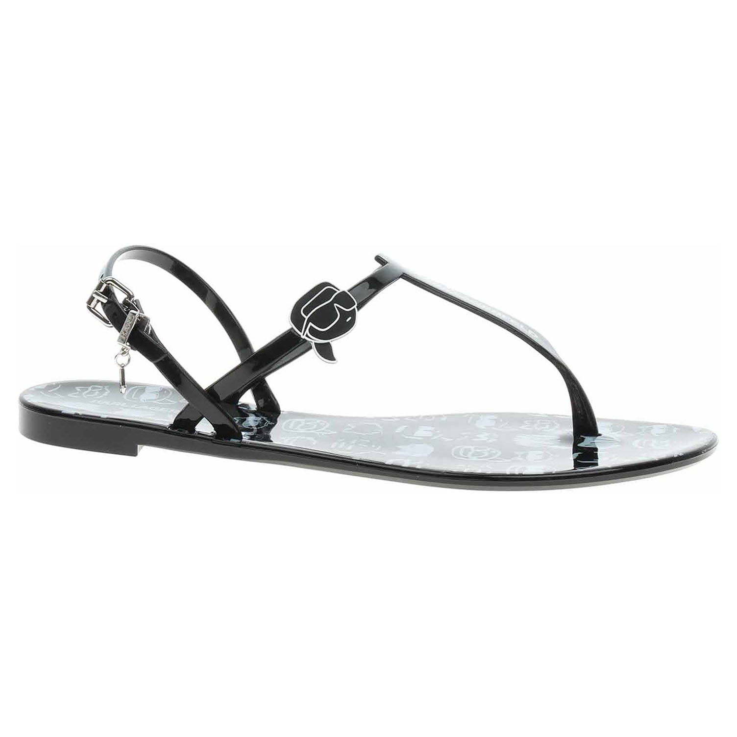 Karl Lagerfeld dámské plážové KL80002G V01 black rubber w-white 39