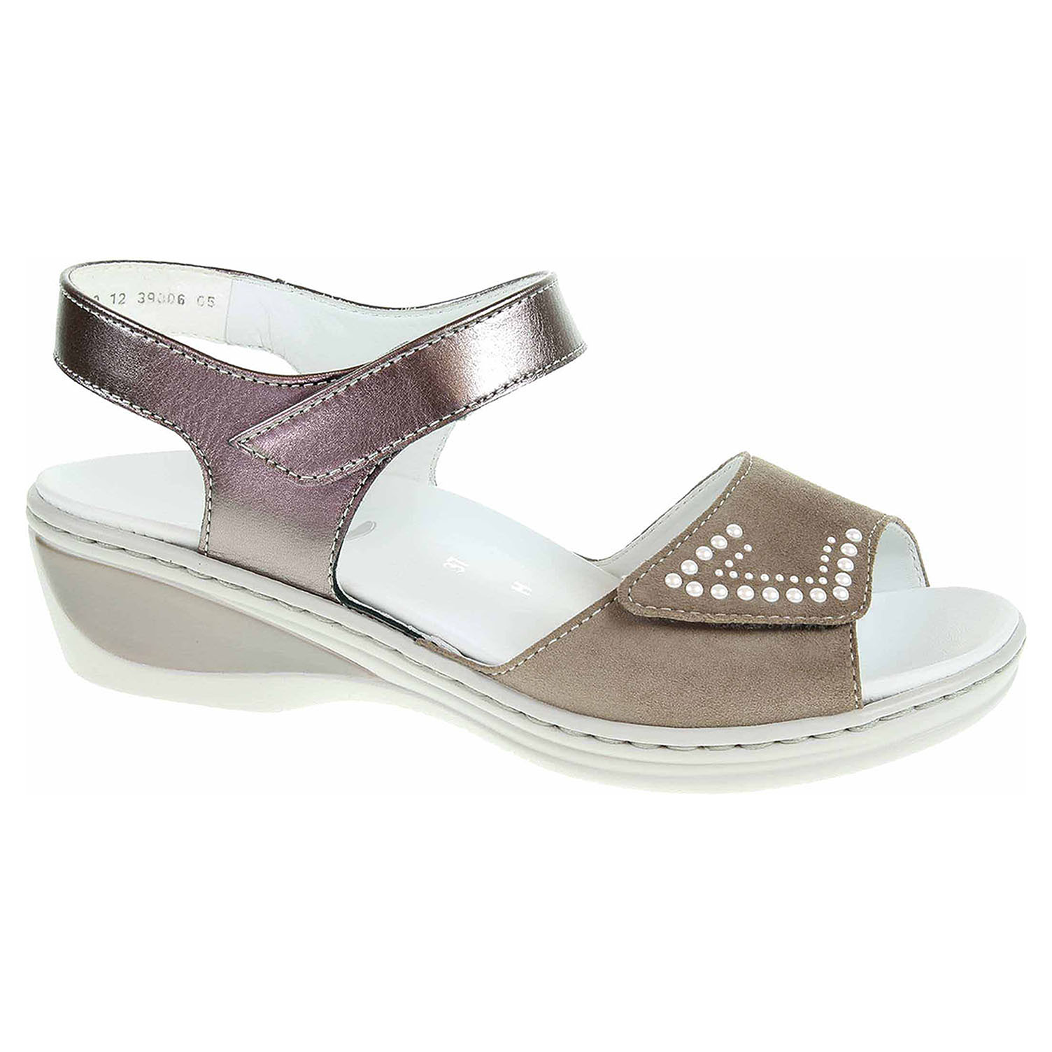 39006-05 taupe/street dámské sandály, H šíře, 2x s.zip, klínek