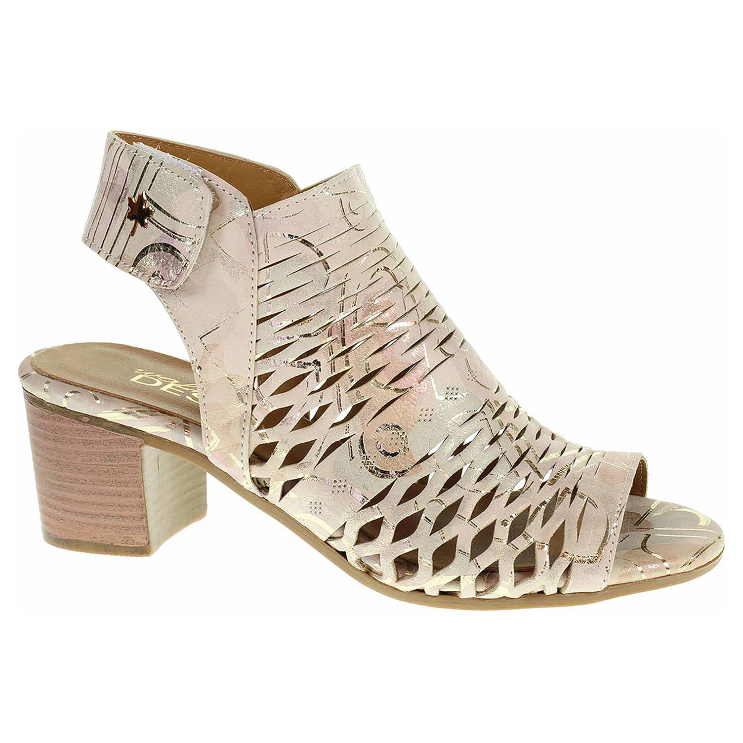 33964 beige printed módní dámské sandály kotníkové, s.zip