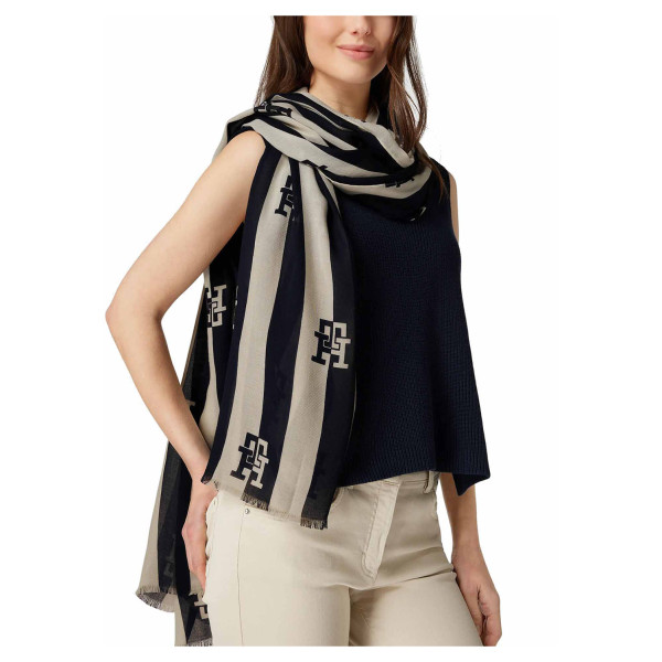 detail Tommy Hilfiger dámská šála AW0AW14538 DW6 Space Blue Mix