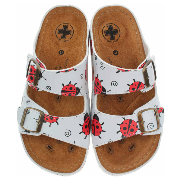 detail Dámské pantofle Medi Line S182.002 white w-ladybugs