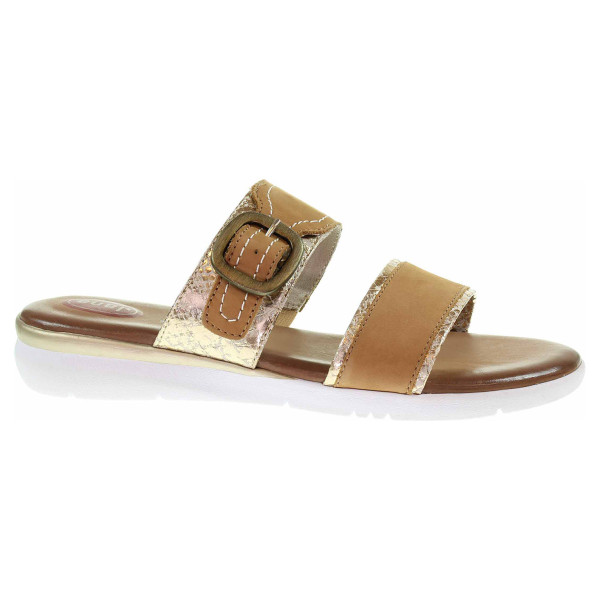detail Dámské pantofle Jana 8-27107-26 cognac nubuk