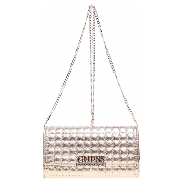 detail Guess dámská kabelka Matrix Laminated Quilted Clutch gold