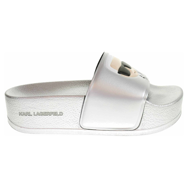 detail Dámské plážové pantofle Karl Lagerfeld KL80805 VSL silver rubber