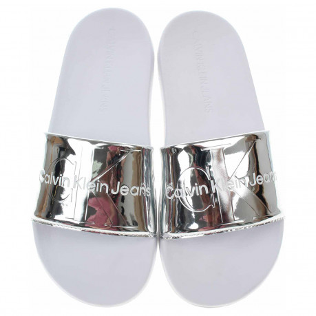 Dámské plážové pantofle Calvin Klein YW0YW00638 00T silver